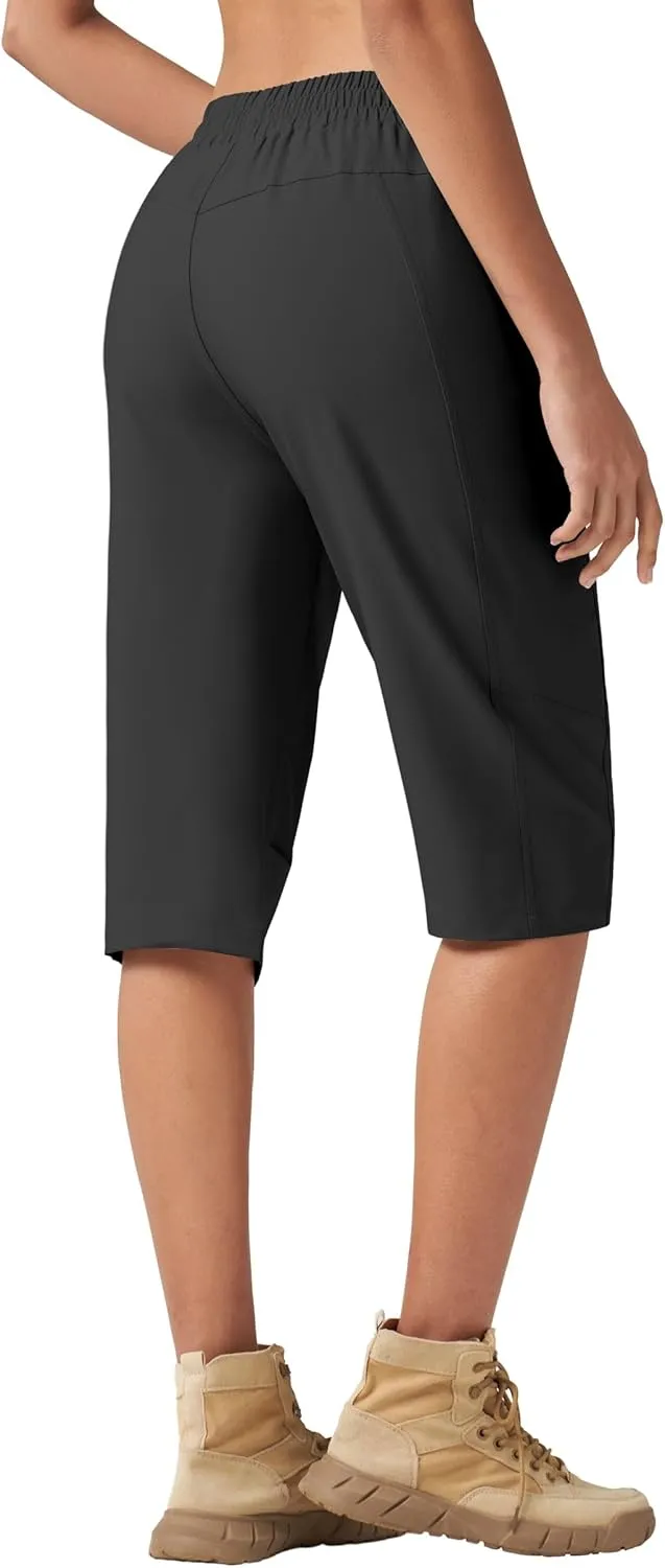 Willit Womens 15" Long Shorts Below Knee Length Capri Hiking Cargo Lightweight Quick Dry Water Resistant Zipper Pocket