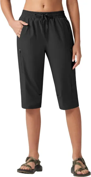 Willit Womens 15" Long Shorts Below Knee Length Capri Hiking Cargo Lightweight Quick Dry Water Resistant Zipper Pocket