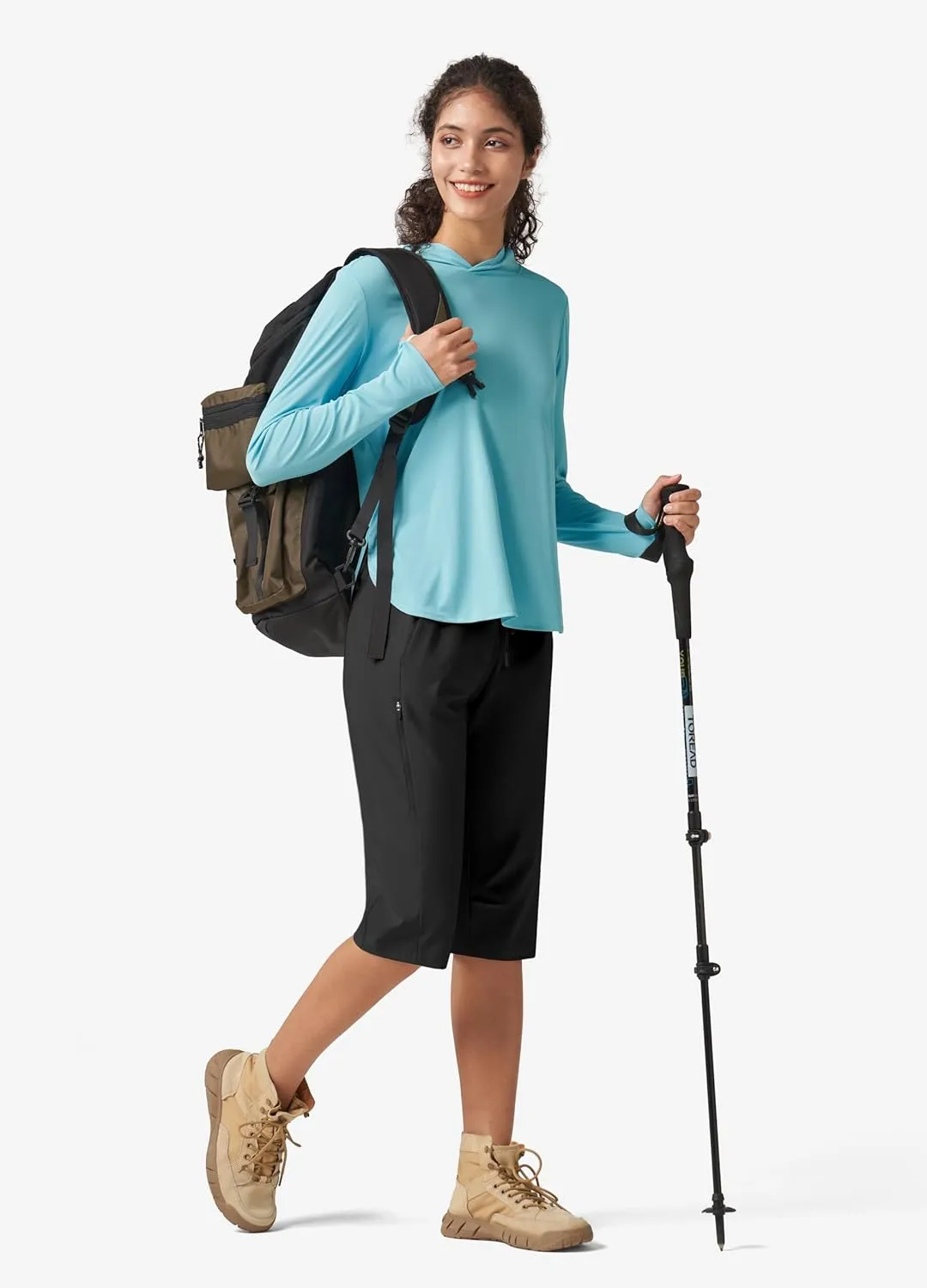 Willit Womens 15" Long Shorts Below Knee Length Capri Hiking Cargo Lightweight Quick Dry Water Resistant Zipper Pocket