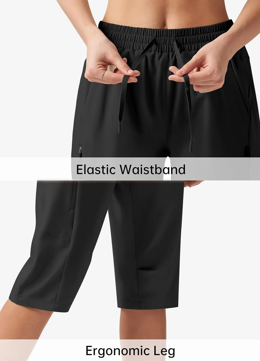 Willit Womens 15" Long Shorts Below Knee Length Capri Hiking Cargo Lightweight Quick Dry Water Resistant Zipper Pocket