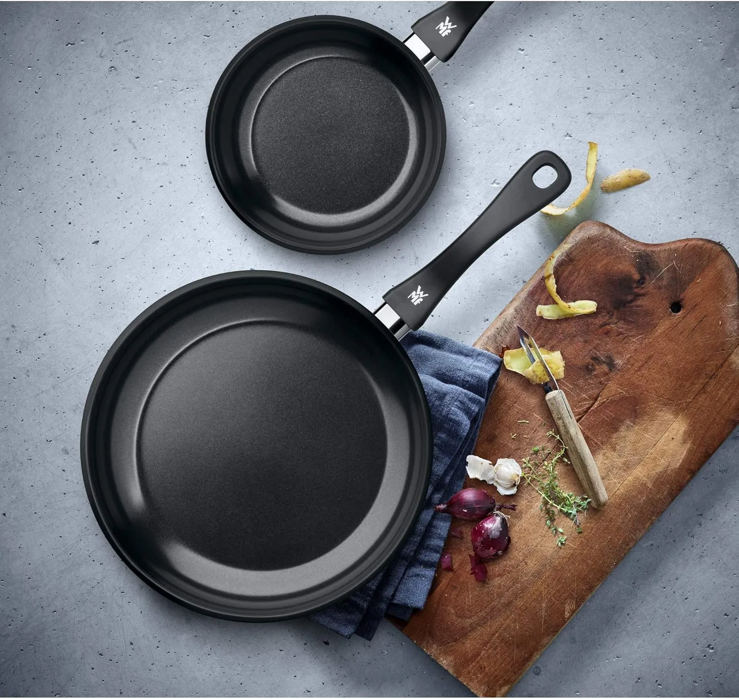 WMF Frying Pan-Set with Stainless Steel Handle, Silver, 18/28 cm, 2-Piece