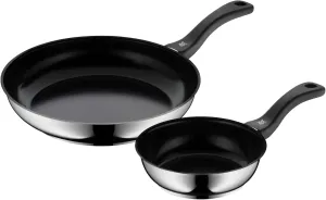 WMF Frying Pan-Set with Stainless Steel Handle, Silver, 18/28 cm, 2-Piece