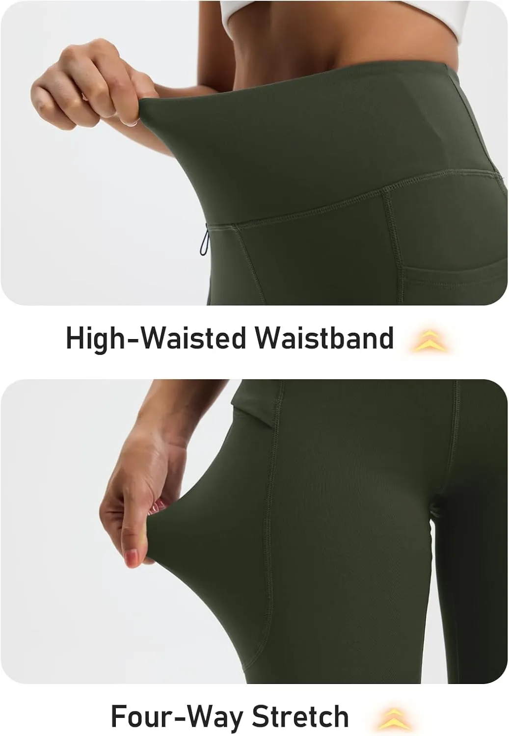 Women's 27" High Waisted Hiking Leggings with Zipper Pockets Tummy Control Workout Running Yoga Cargo Pants