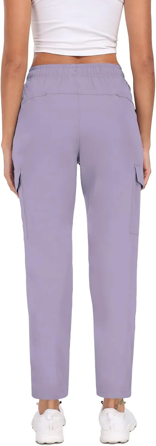 Women's Quick Dry Cargo Pants Water Resistant Hiking Pants Lightweight High Waisted Pants Zipper Pocket QYY24013