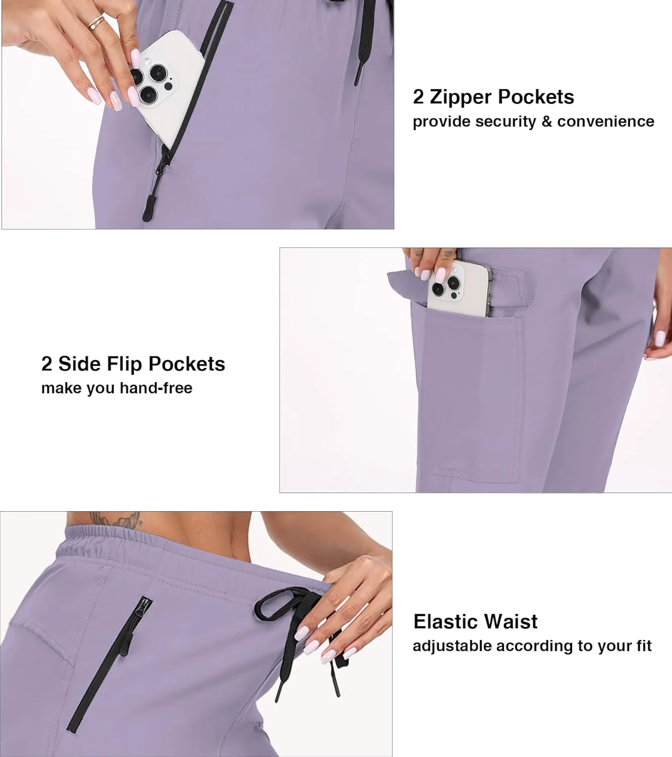 Women's Quick Dry Cargo Pants Water Resistant Hiking Pants Lightweight High Waisted Pants Zipper Pocket QYY24013