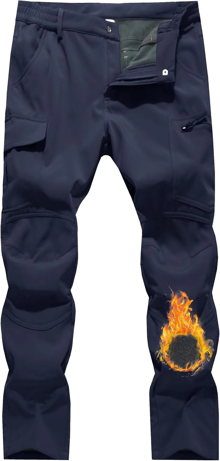 Women's Snow Ski Pants Fleece Lined Waterproof Softshell Insulated Winter Outdoor Hiking Cargo Pants