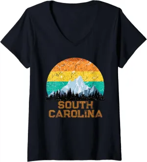 Womens Sunset South Carolina SC Souvenir Love Vintage State Outfit V-Neck T-Shirt