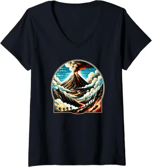 Womens Volcano Hiking Volcano Trekking V-Neck T-Shirt