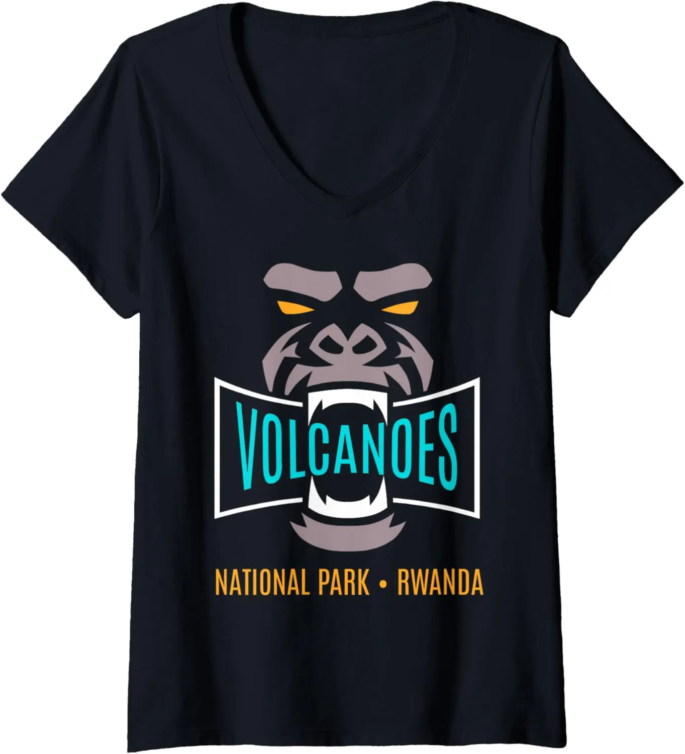 Womens Volcanoes National Park Rwanda Gorilla Trekking V-Neck T-Shirt