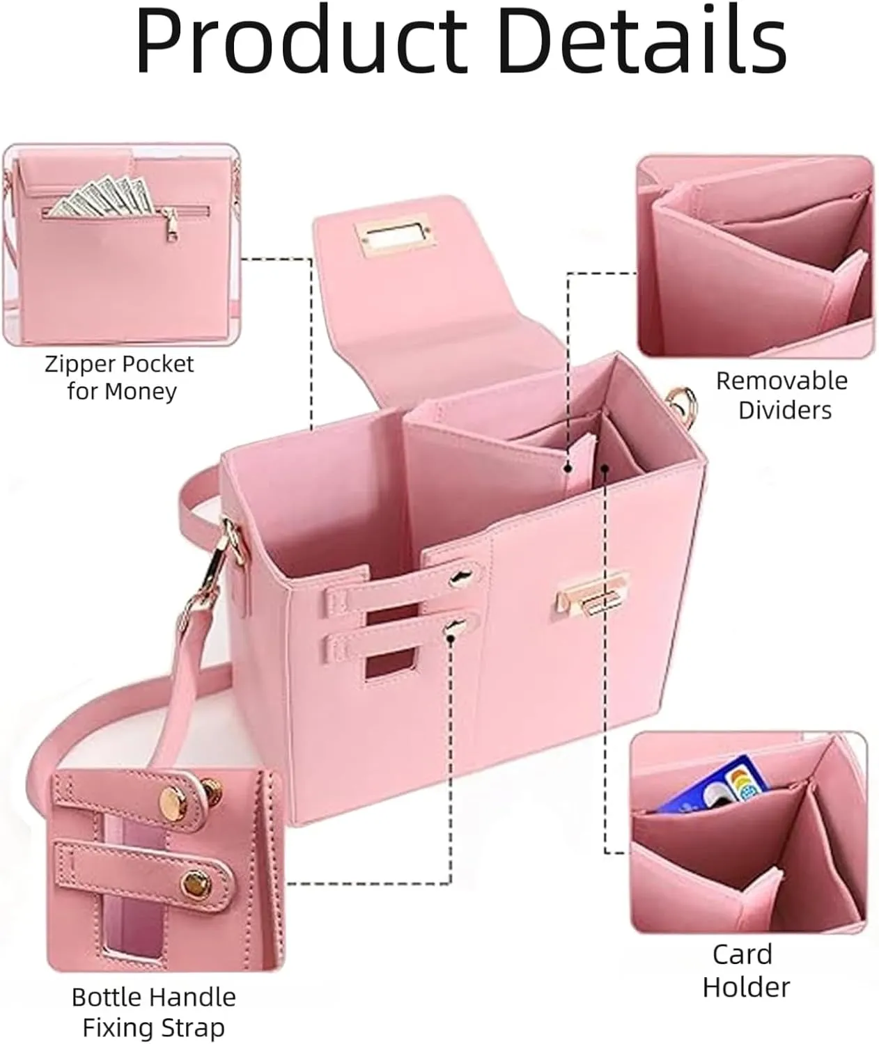Women's Water Bottle Purse - Portable Purse with Bottle Holder