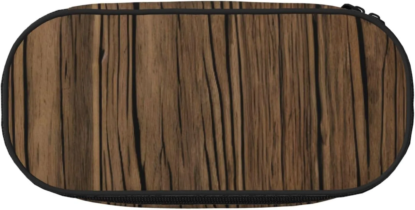 Wood Grain Print Simple rectangle Pen bag Storage case for Office supplies,cosmetics,toiletries