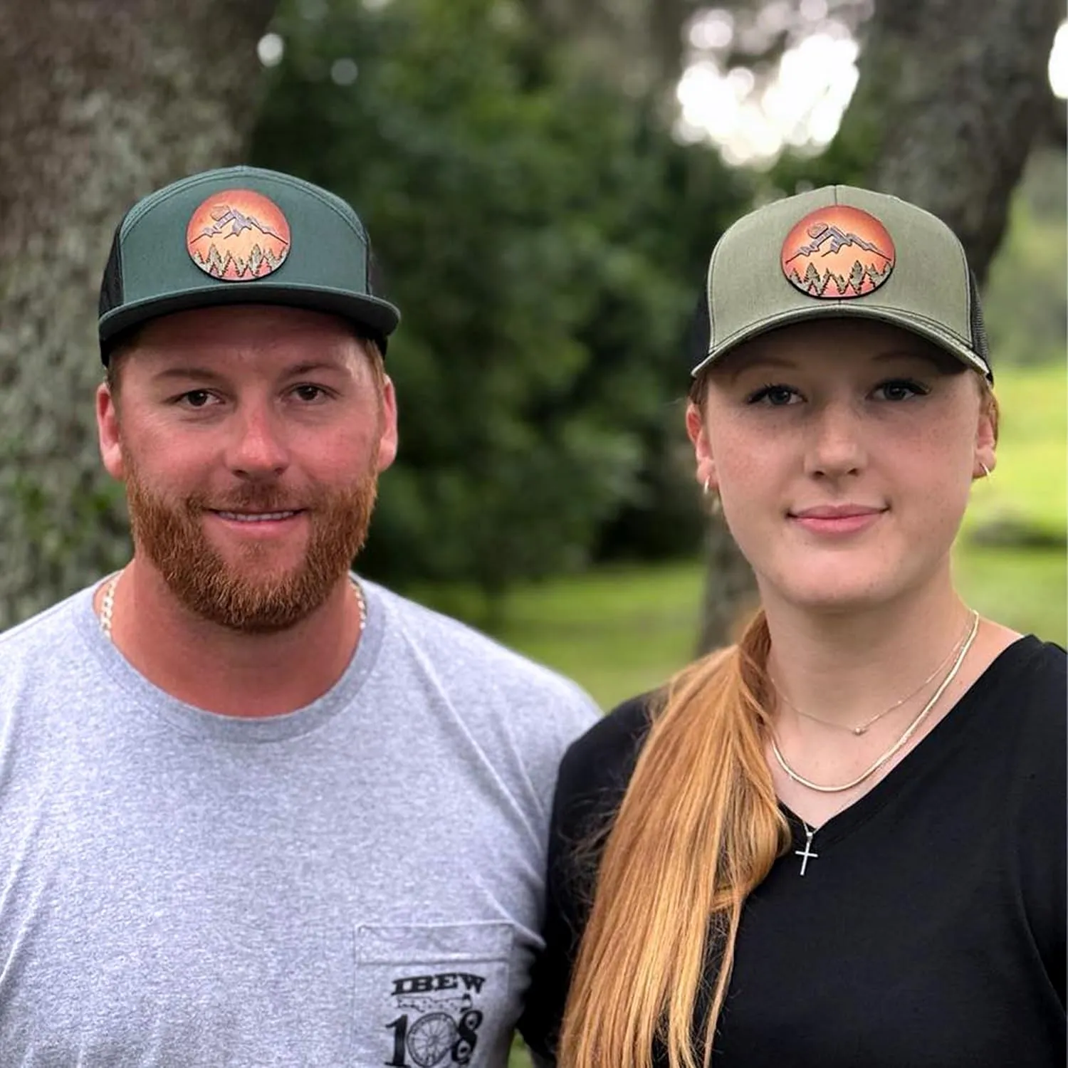 WoodHide© Mountain Trucker Hat for Men – Snapback with Mountain Logo – Richardson 112 & 168 – Mountain Scene Baseball Cap