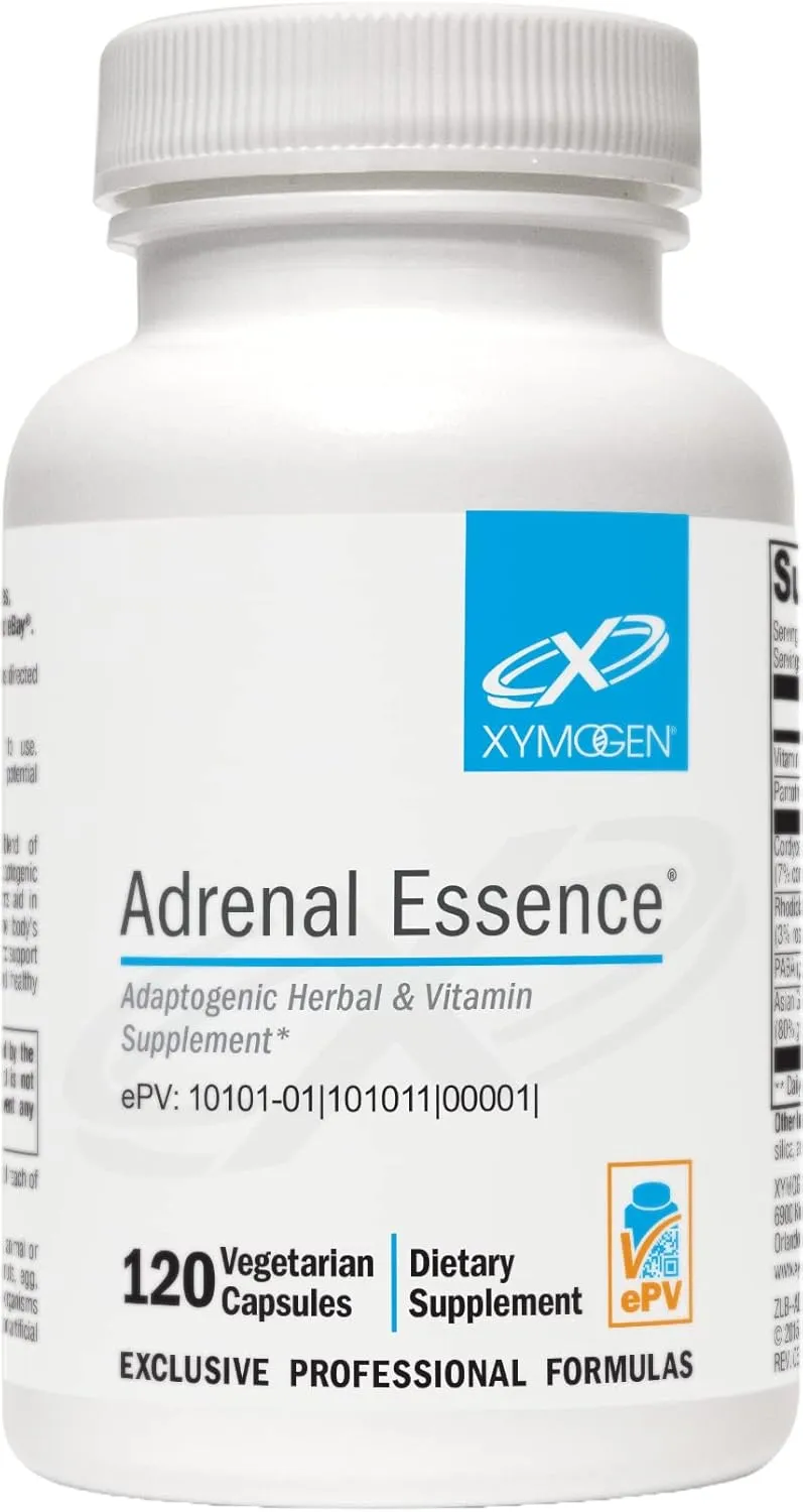 XYMOGEN Adrenal Essence - Adrenal Support with Adaptogenic Herbs (Cordyceps, Rhodiola Extract, Ginseng)   B Vitamins - Helps Support Healthy Energy Levels and Healthy Immune Function (120 Capsules)
