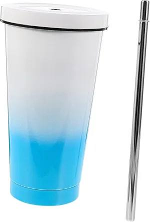 Yardwe Large Capacity Insulated Sublimation Water Cup with Straw Design Gradient Outdoor Water Bottle for Cold and Beverages