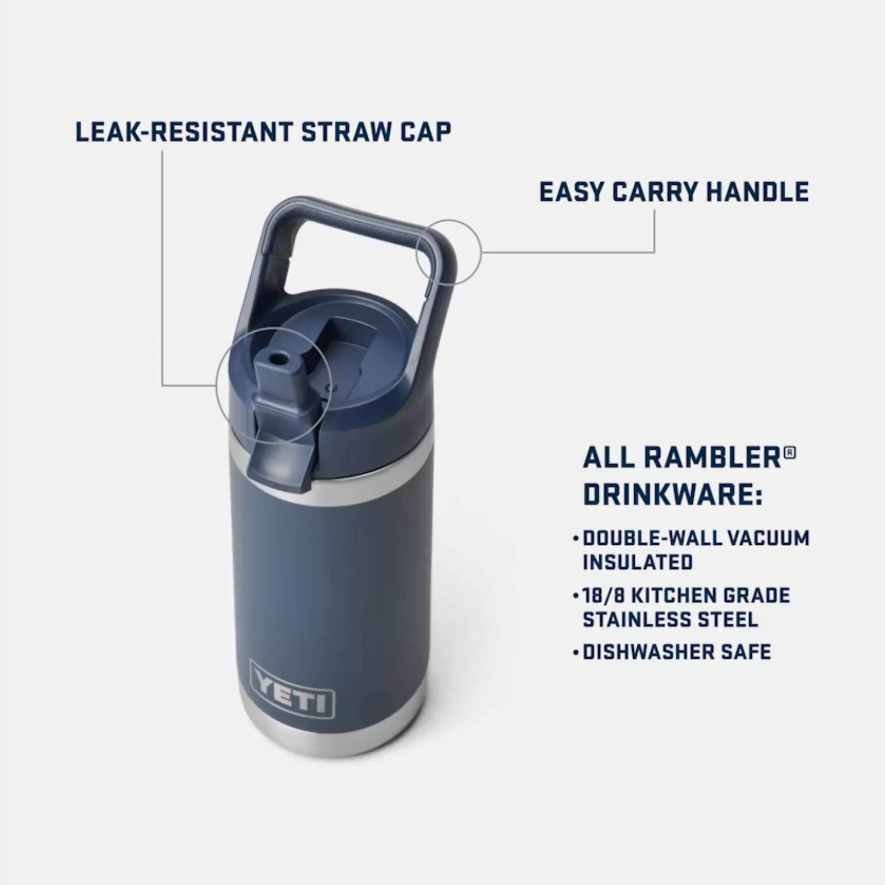 YETI Rambler Jr. 12 oz Kids Water Bottle with Color-Matched Straw Cap