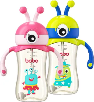 YOHKOH Kids Water Bottle for School, 8.8oz Reusable Kids Cup with Straw, Leak Proof Portable Water Bottle for Girls & Boys, PPSU Kids School Water Bottles, BPA-free (Red Green, 2 Pack)