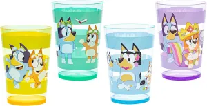 Zak Designs Bluey Nesting Tumbler Set Includes Durable Plastic Cups with Variety Artwork, Fun Drinkware is Perfect for Kids (14.5 oz, 4-Pack, Non-BPA)