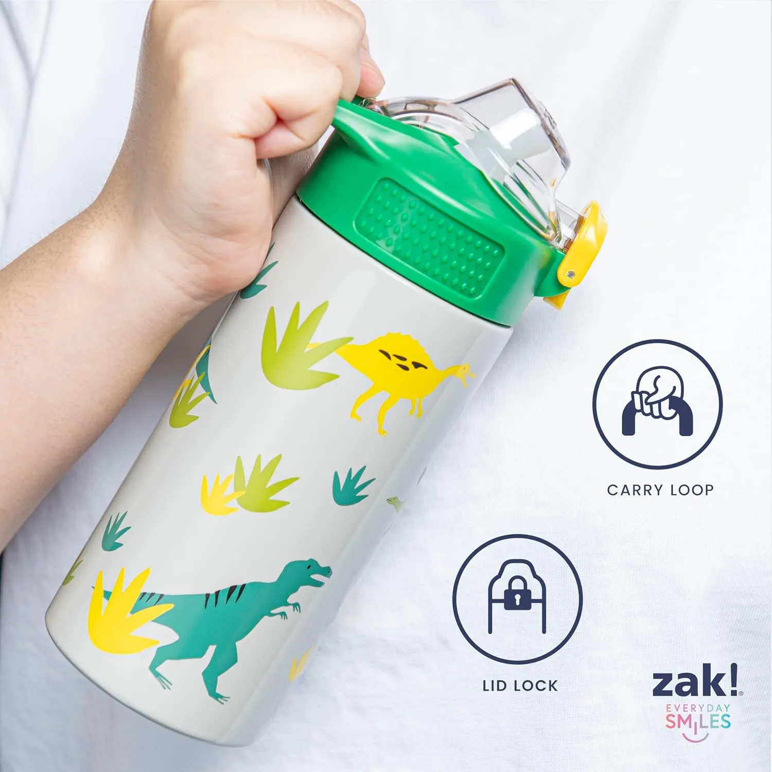 Zak Designs Sonic the Hedgehog Sage Kids Water Bottle For School or Travel, 19oz Stainless Steel Water Bottle With Straw, Handle, and Leak-Proof, Pop-Up Spout Cover (Sonic & Shadow)