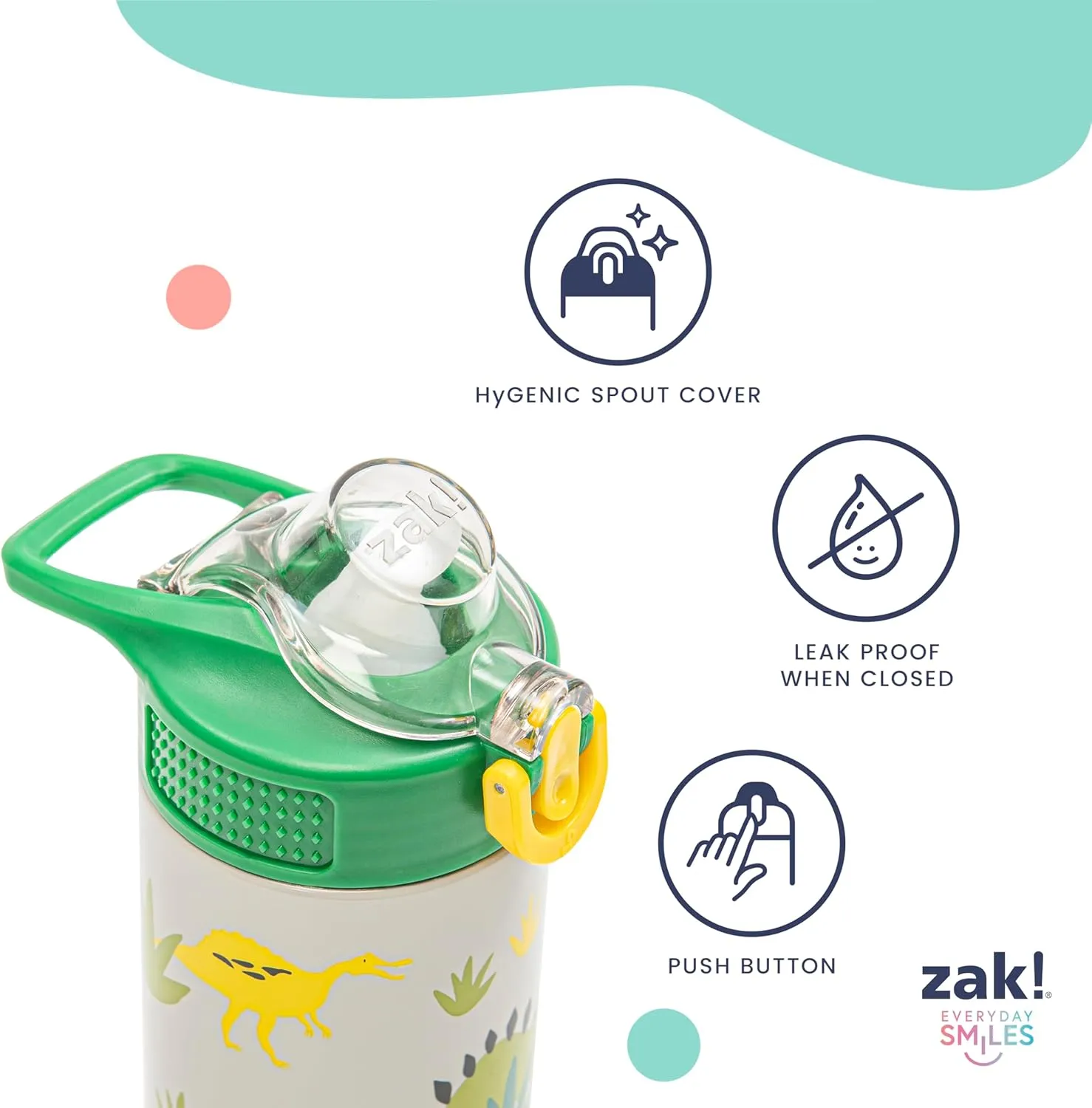 Zak Designs Sonic the Hedgehog Sage Kids Water Bottle For School or Travel, 19oz Stainless Steel Water Bottle With Straw, Handle, and Leak-Proof, Pop-Up Spout Cover (Sonic & Shadow)