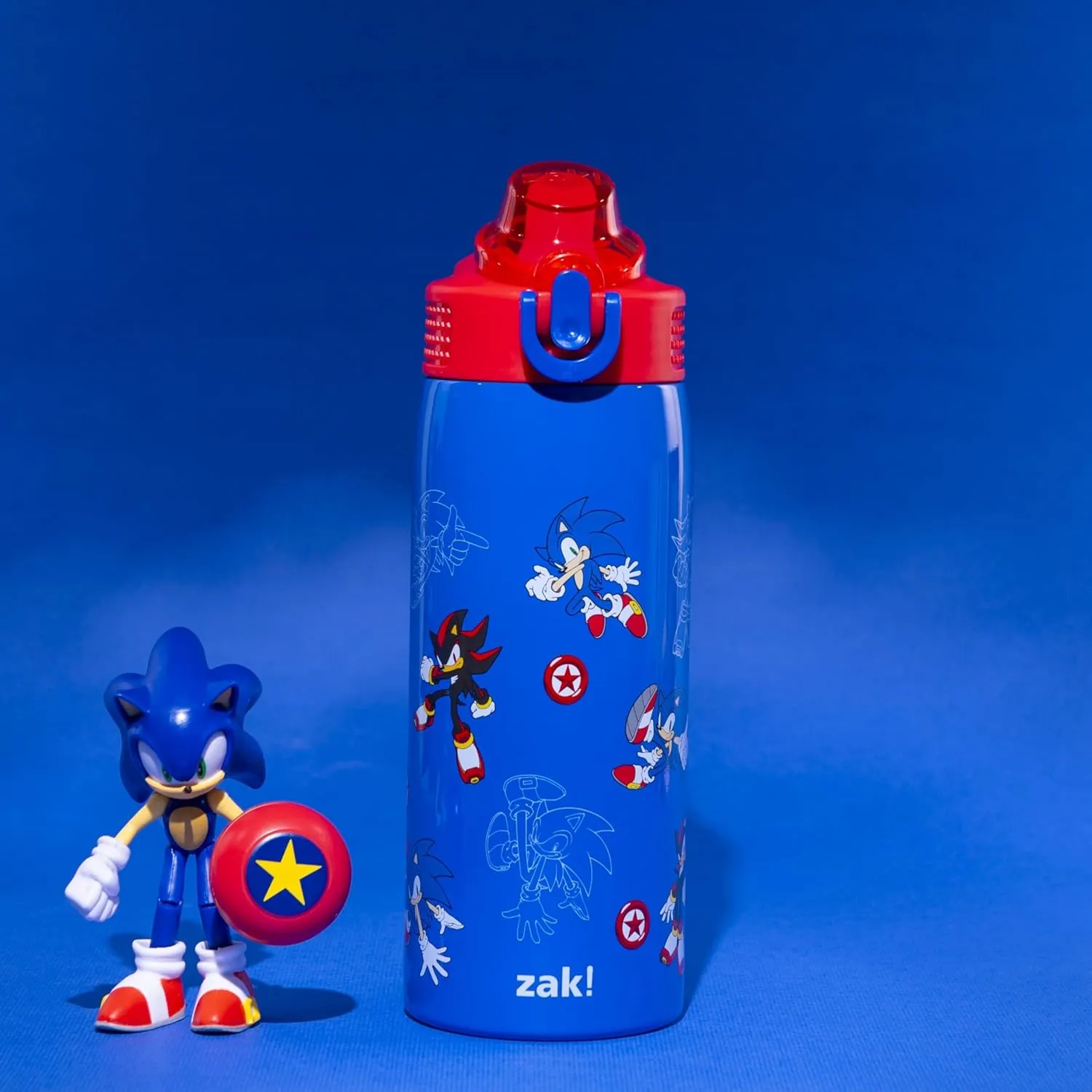 Zak Designs Sonic the Hedgehog Sage Kids Water Bottle For School or Travel, 19oz Stainless Steel Water Bottle With Straw, Handle, and Leak-Proof, Pop-Up Spout Cover (Sonic & Shadow)