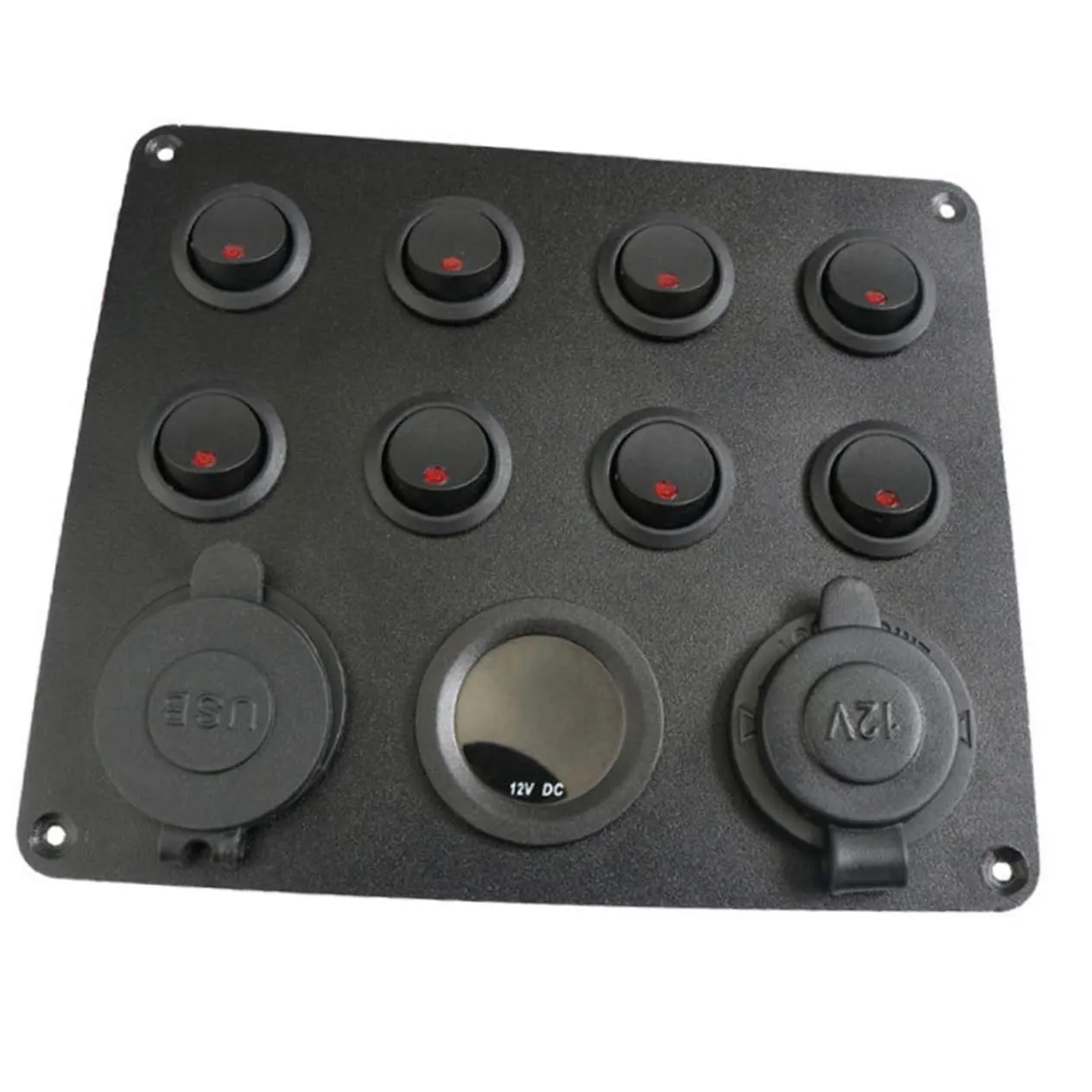 Zerodeko Gang Car Control Panel with Dual USB Charger Digital Voltmeter Switch Panel for Rv and Truck Multi Function Power Outlet for External Devices