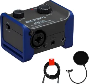 Zoom AMS-22 2x2 USB Audio Interface Bundle with Kellopy Pop Filter and 20' XLR-XLR Cable