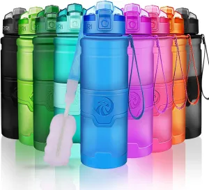 ZORRI Sports Water Bottle, 400/500/700ml/1L, BPA Free Leak Proof Tritan Lightweight Bottles for Outdoors,Camping,Cycling,Fitness,Gym,Yoga- Kids/Adults Drink Bottles with Filter, Lockable Pop Open Lid